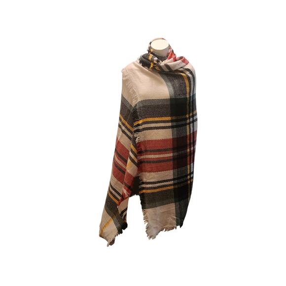 Funky Monkey Women's Plaid Multi-Color Blanket Scarf - Picture 1 of 4
